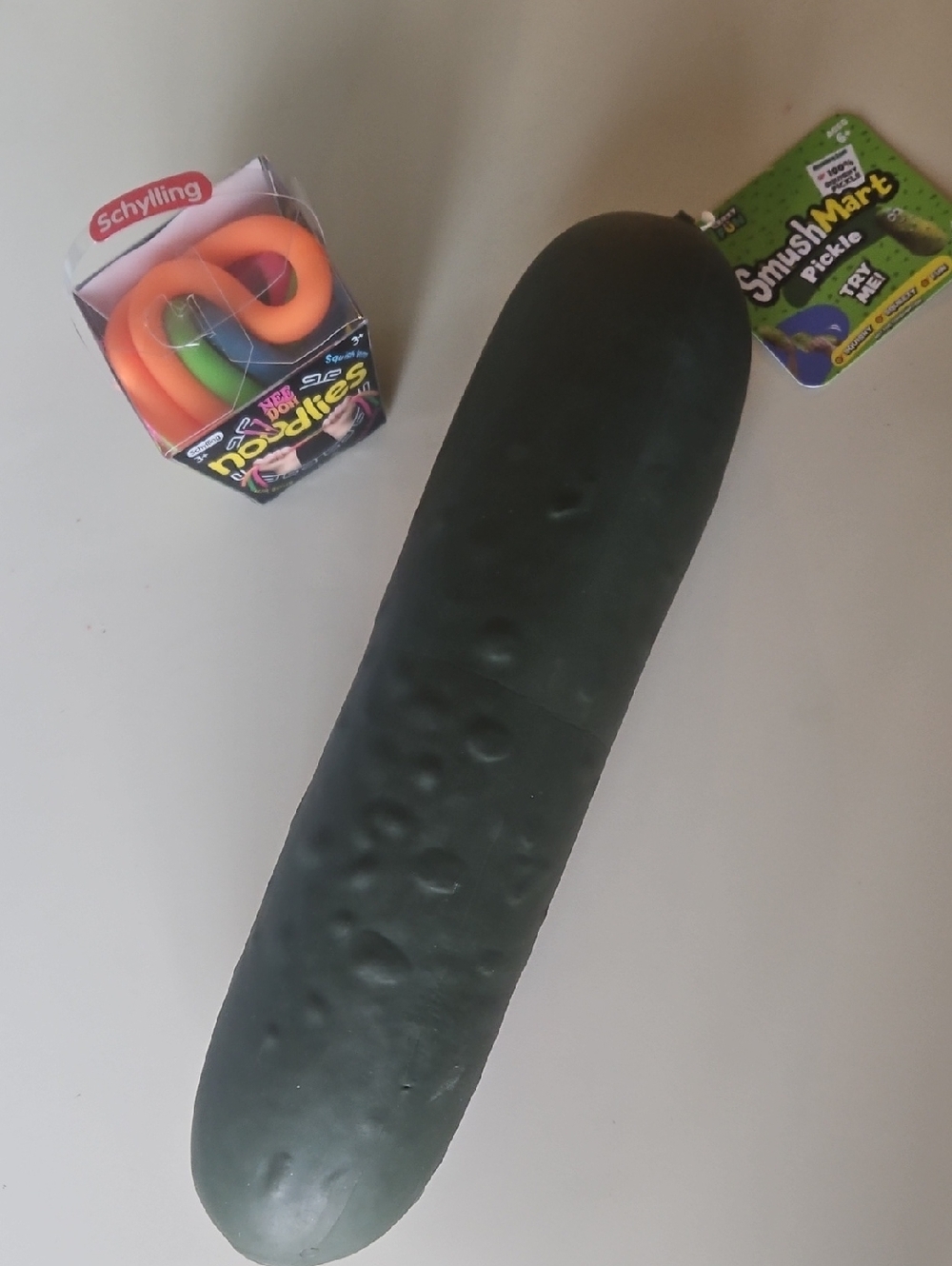 Jumbo Pickle Squishy Squeezy with NEEDOH Squish'em Noodlies. NWT. Hard to find.